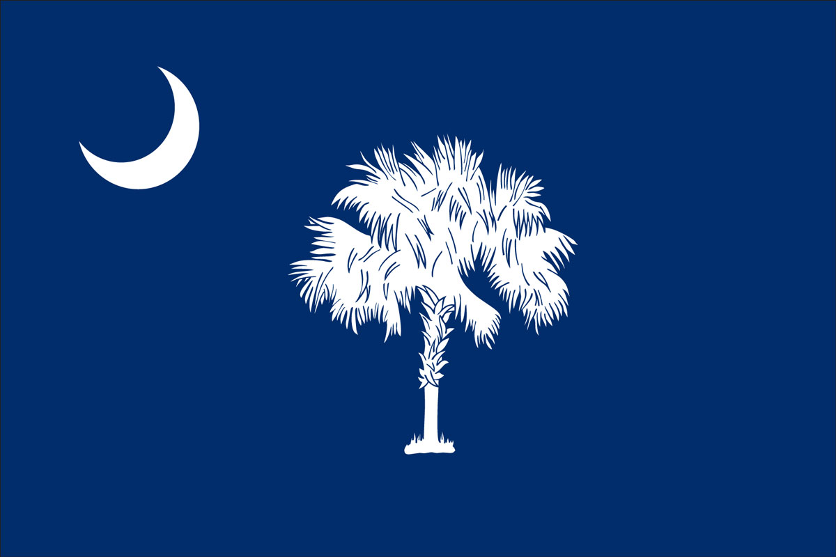 12x18" poly flag on a stick of State of South Carolina